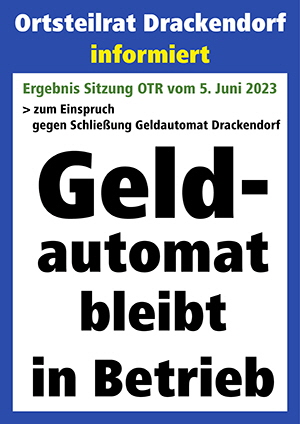 Geldautomat bleibt in Betrieb